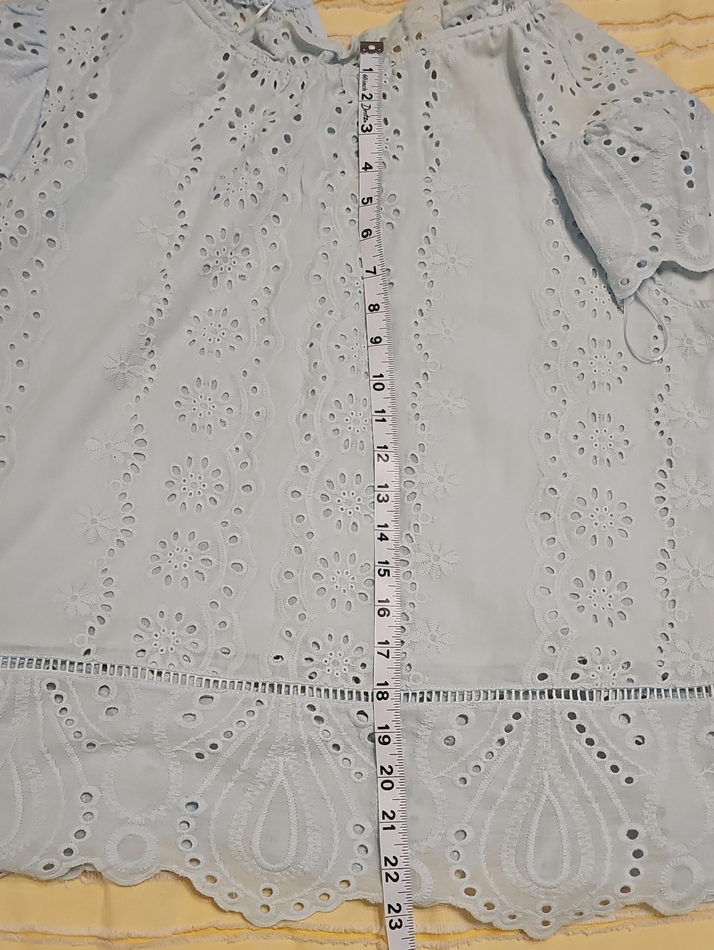 Adiva Pale Blue Eyelet Blouse - Picture 10 of 12